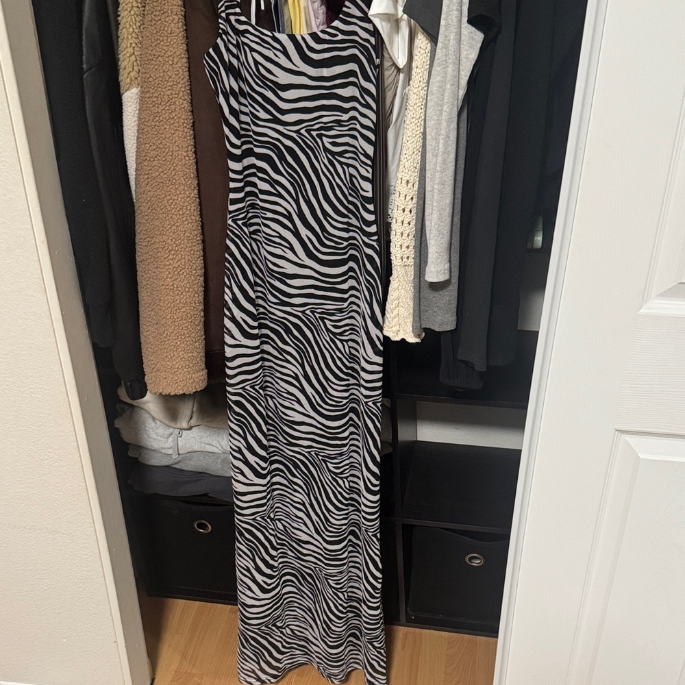 Princess Polly Black and White Striped Dress zebra print